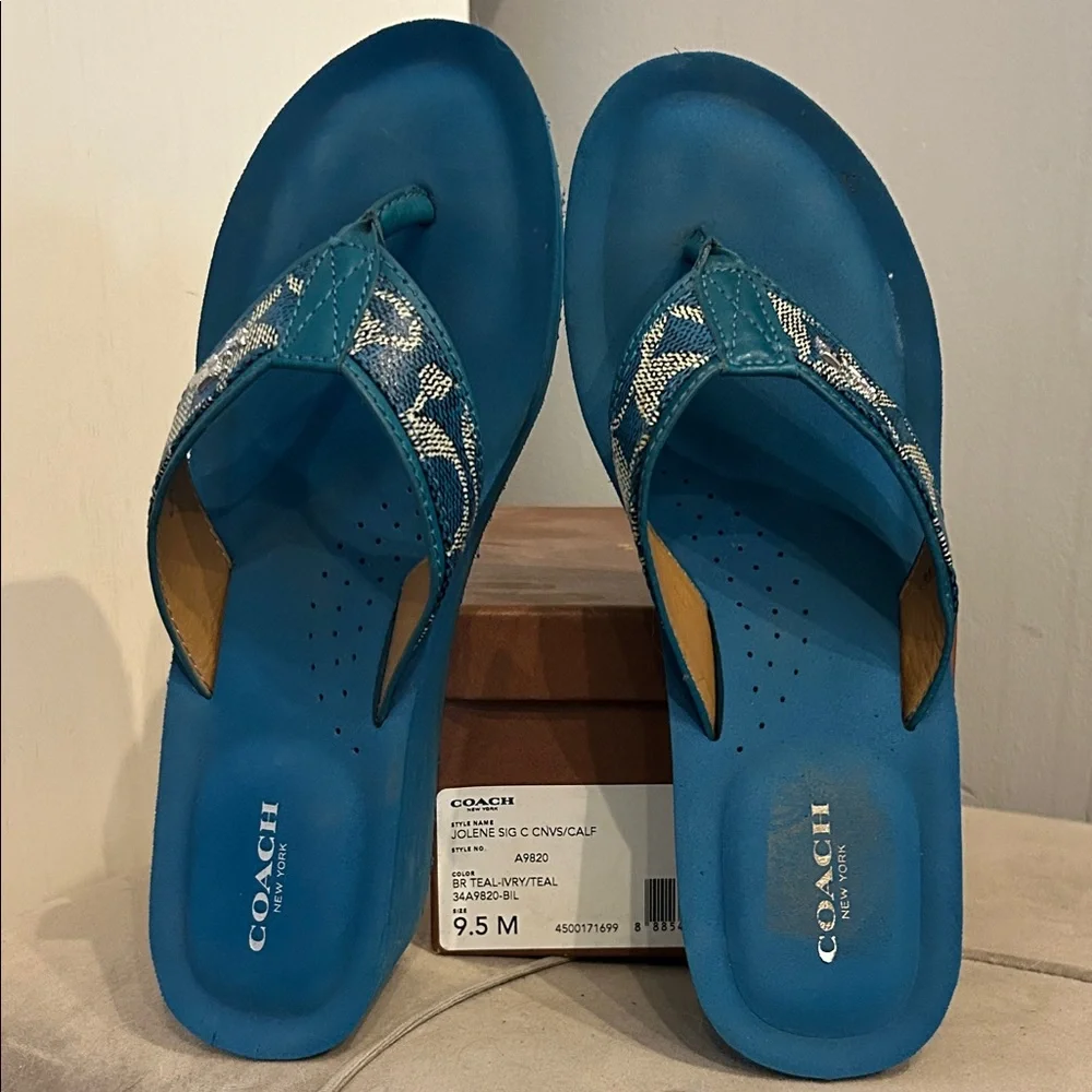 Coach Teal and White Women's Sandals - Picture 1 of 1